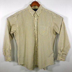 Nautica Yellow Blue White Striped Shirt XL